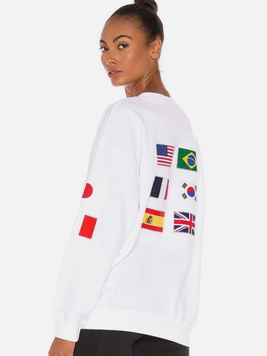 Nike Tops - Nike White Oversized Sweatshirt with International Flag Patches - Women MD